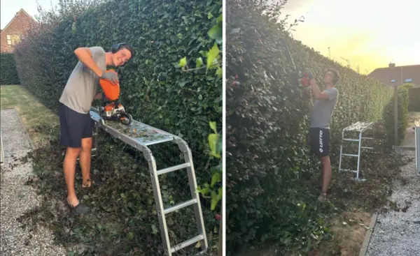 Tuinier aan het werk in de tuin